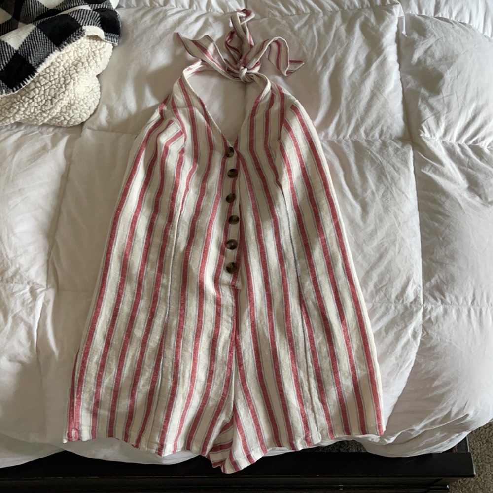 Cute striped halter top romper